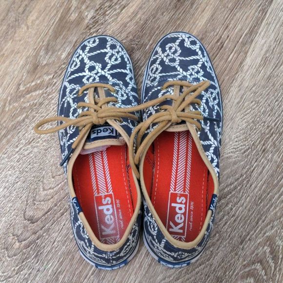 Keds Navy Blue & Champion Rope Print Lace Up Sneakers Size 6 - Picture 7 of 16